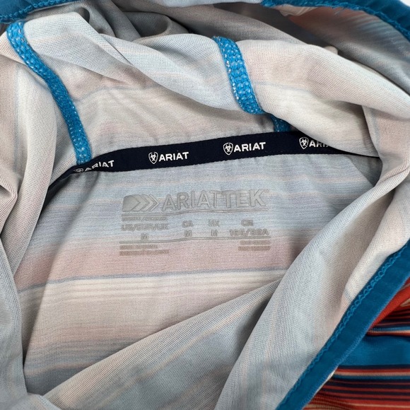 Ariattek Women's M Striped Mock Neck Long Sleeve Athletic Performance Hooded Top - Picture 4 of 10